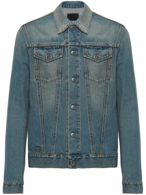 Prada triangle-logo denim blouson jacket