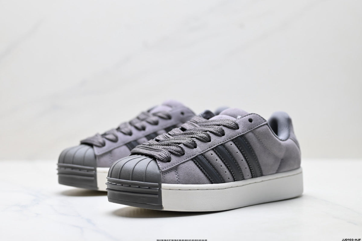 Adidas Originals Superstar Platform Grey Suede Sneakers