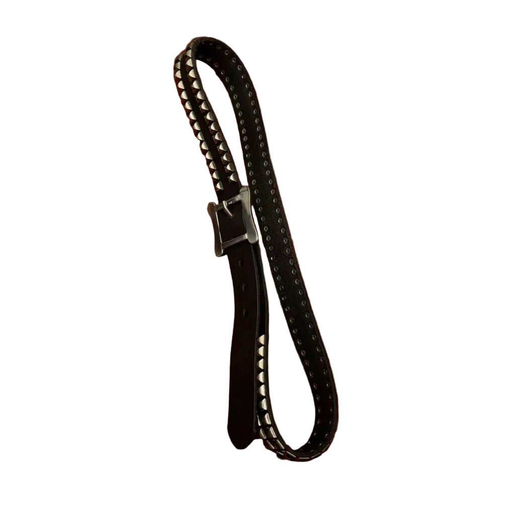 Vintage Punk Studded Leather Belt Single Prong Buckle Unisex