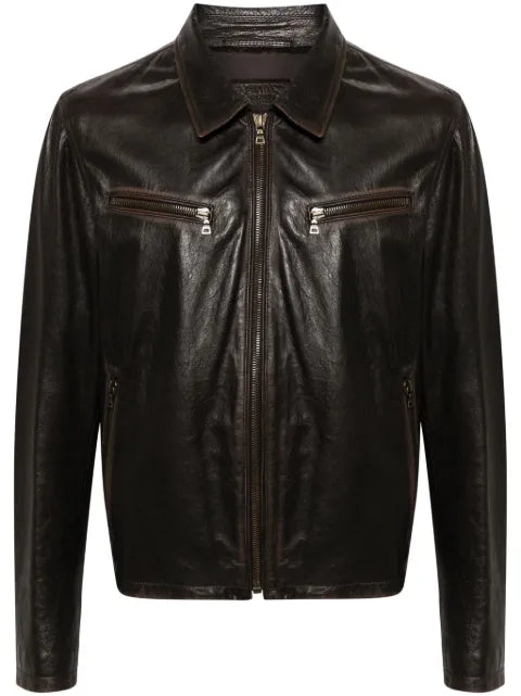 Prada leather shirt jacket