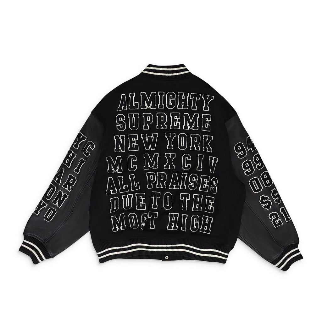 BLACK PRAISES VARSITY JACKET
