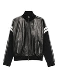 Wales Bonner zip-fastening leather jacket