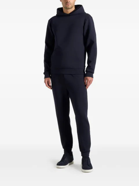 Manière De Voir JS007 in navy neoprene minimal regular-fit hoodie