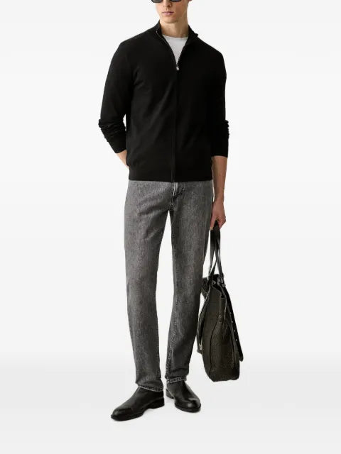 Trussardi zip-up embroidered-logo cardigan