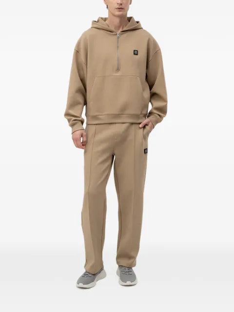 HUGO zipper-neck hoodie in a structured cotton blend