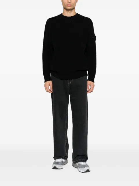 Stone Island ribbed logo-patch sweater