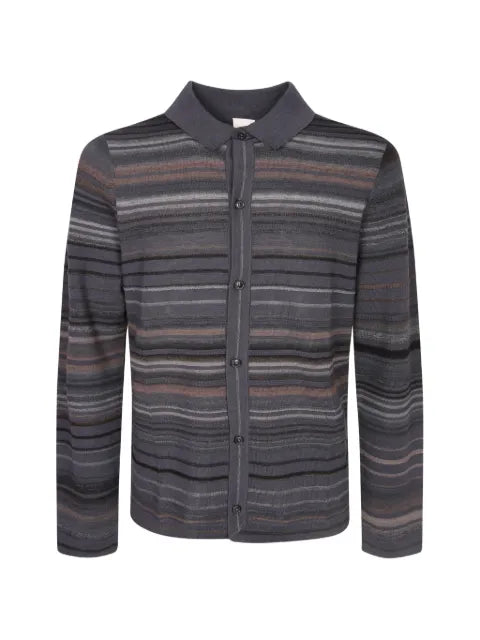 Paul Smith grey textured stripe merino wool cardigan