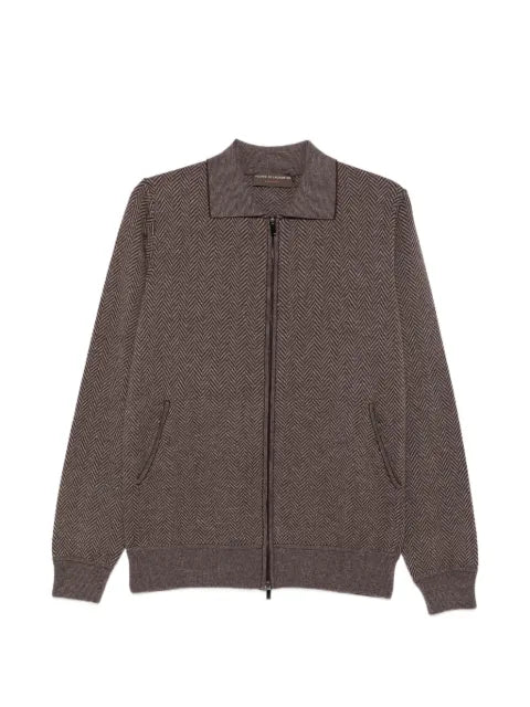 Filippo De Laurentiis herringbone-knit zip-up cardigan