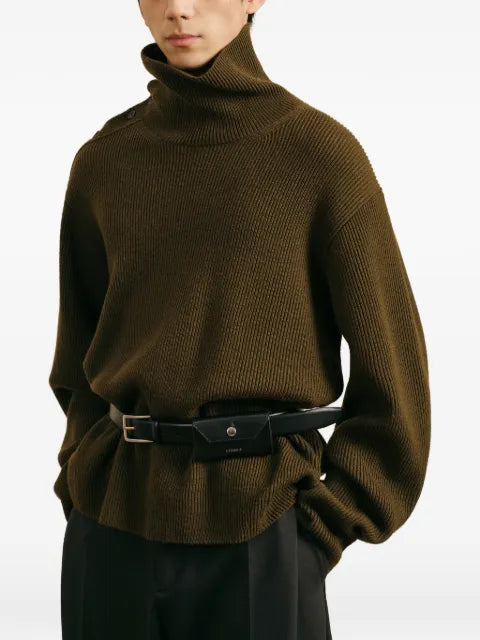 CROQUIS button-shoulder ribbed sweater