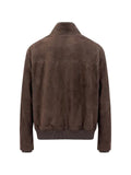 Corneliani suede long-sleeve bomber jacket