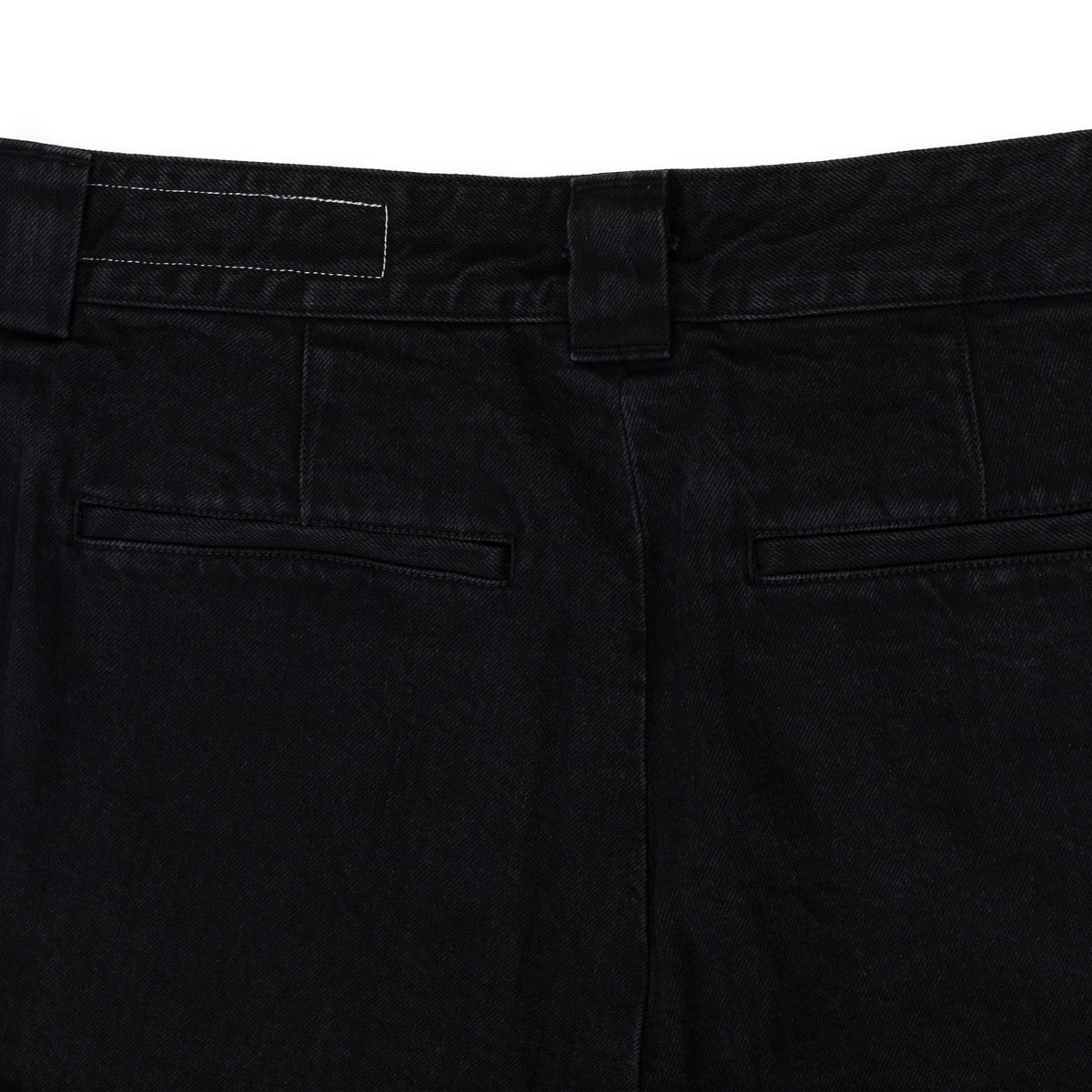 Black Big Tuck Denim Trousers