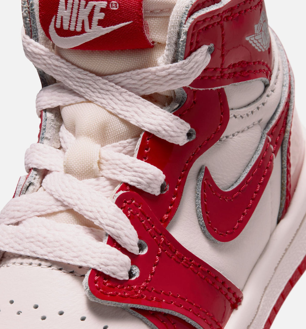 Air Jordan 1 Retro High OG Nails And Grails Baby & Toddler Sneakers - University Red / Metallic Silver