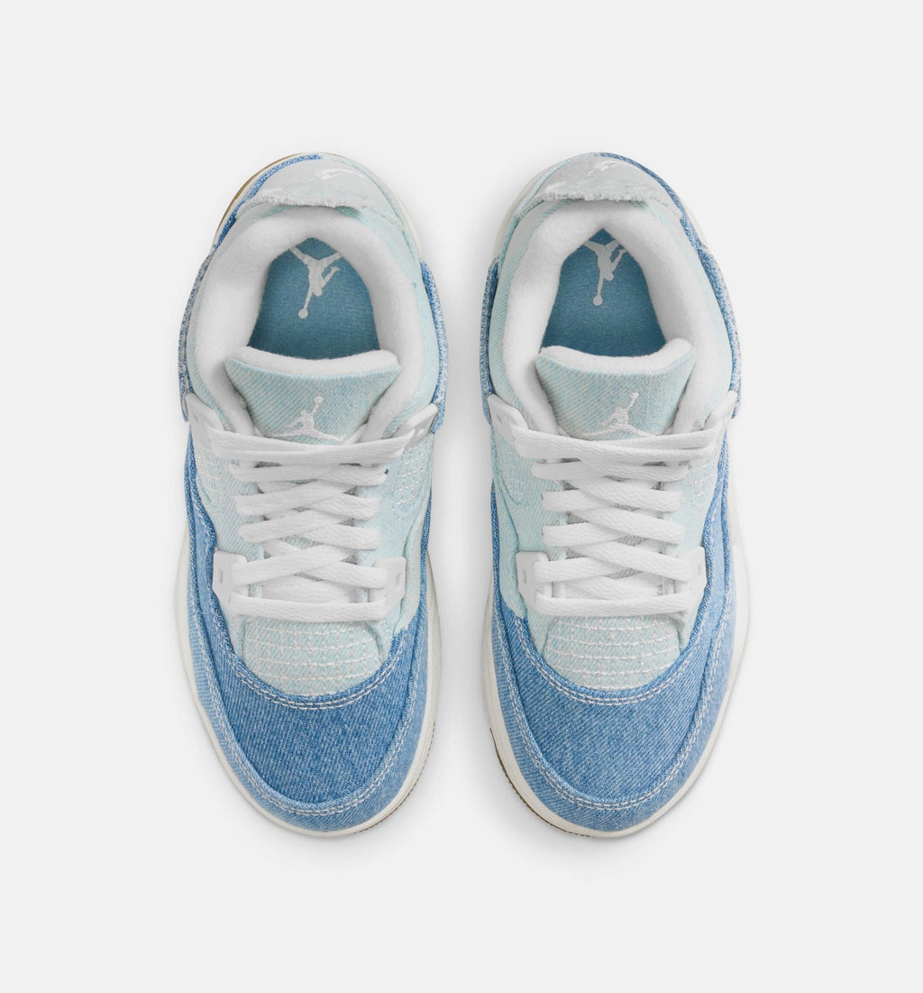 Air Jordan 4 Retro "Worn Blue" Little Kids' Shoe – Sail/Worn Blue/Metallic Gold