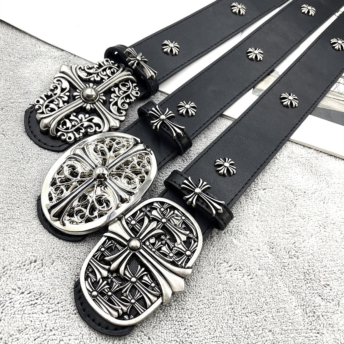 Chh Chrome Heart Belt PU Rivet Vintage Belt