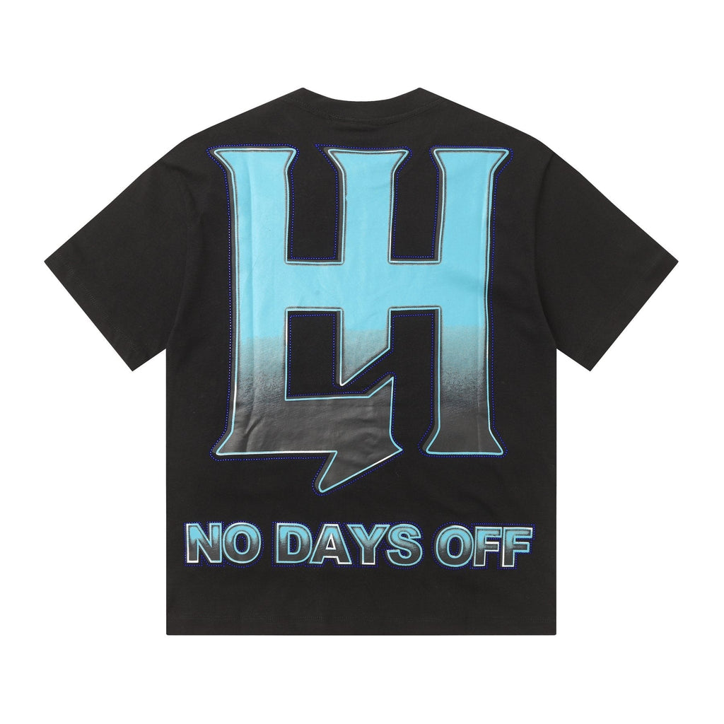 Life Hustlere Blue & White Graphic Black T-Shirt