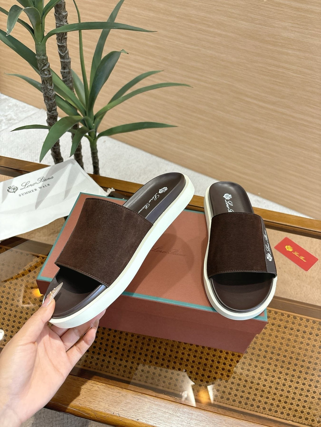 Loro Piana Wide-Strap Slide Sandals