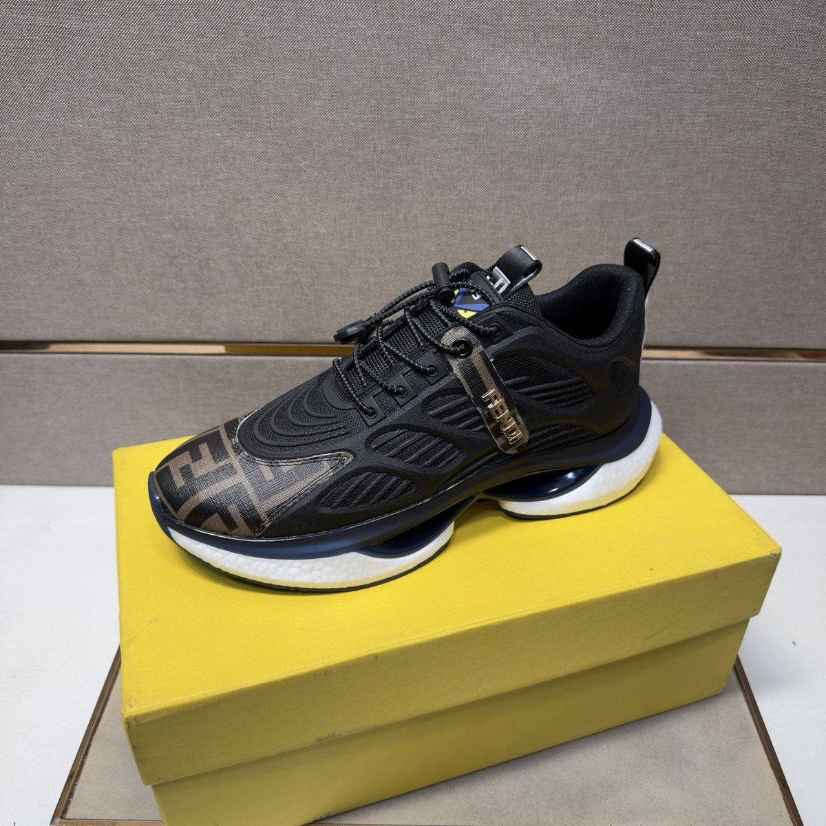 Fendi Men's Patterned Toe Low-Top Sneakers - Mixed-Material Upper With Mesh Lining