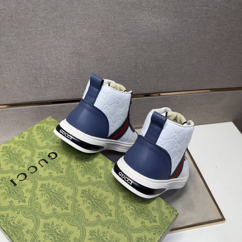 Gucci Green and Red Stripe High-Top Sneakers