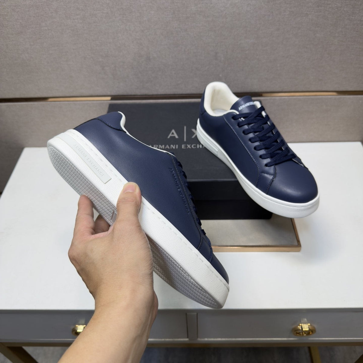 Armani Exchange Men's Contrast Heel Low-Top Sneakers
