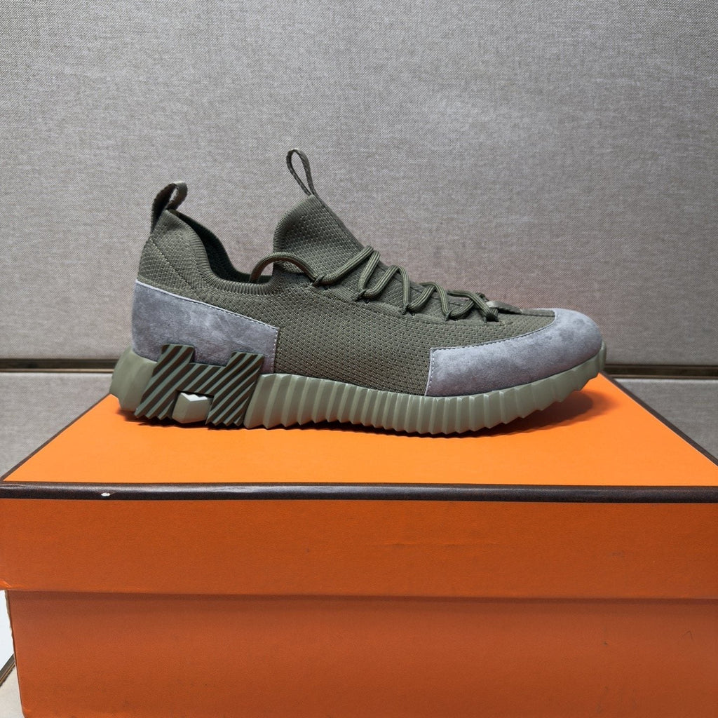 Hermès Men's Color-Block Low-Top Sneakers - Ribbed Outsole