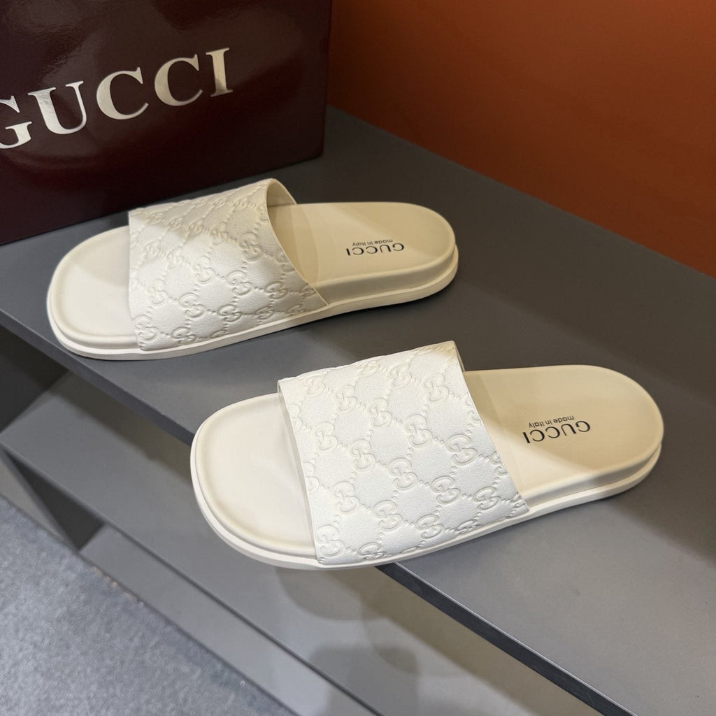 Gucci Men's Embossed Strap Slide Sandals