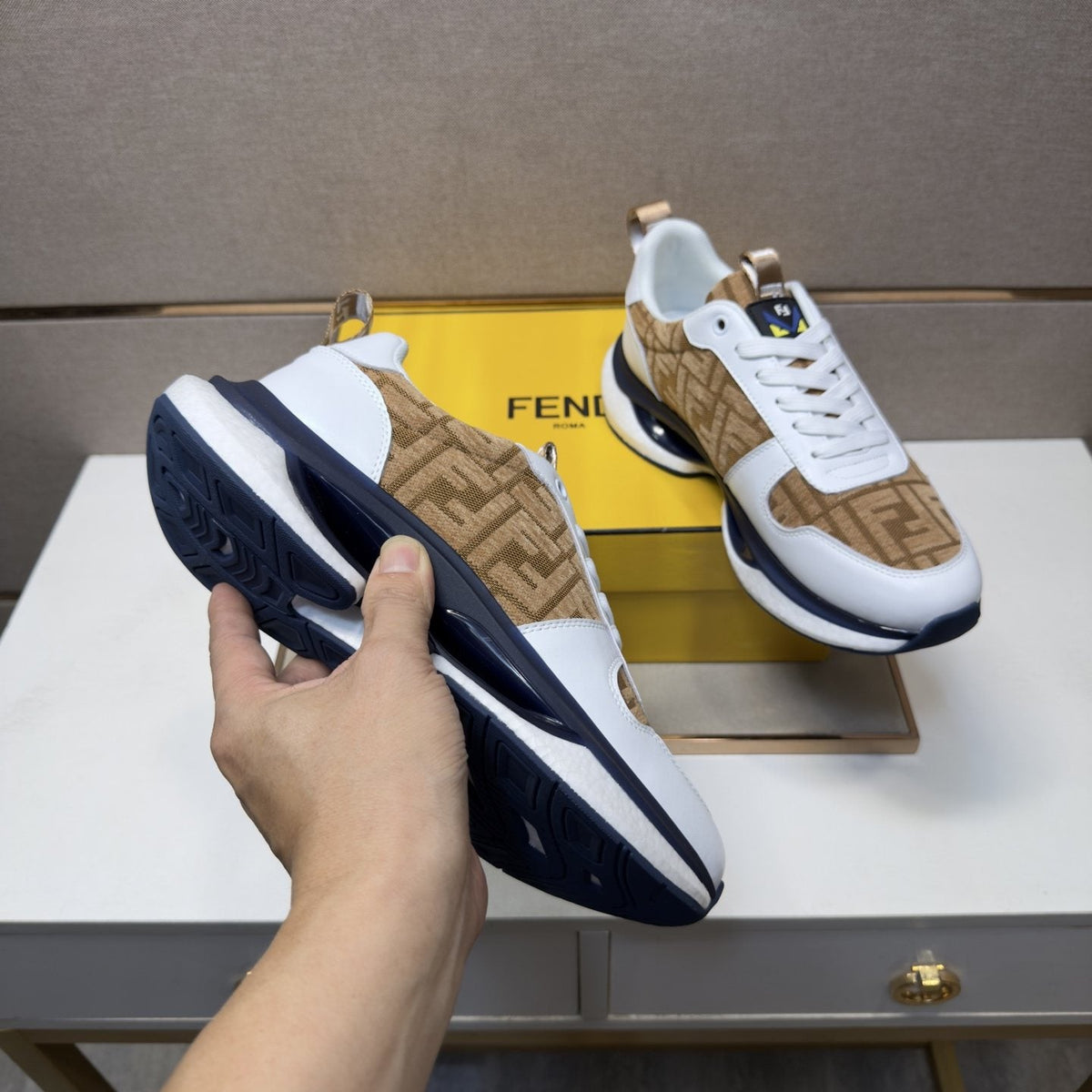 Fendi Men's Patterned Panel Sneakers