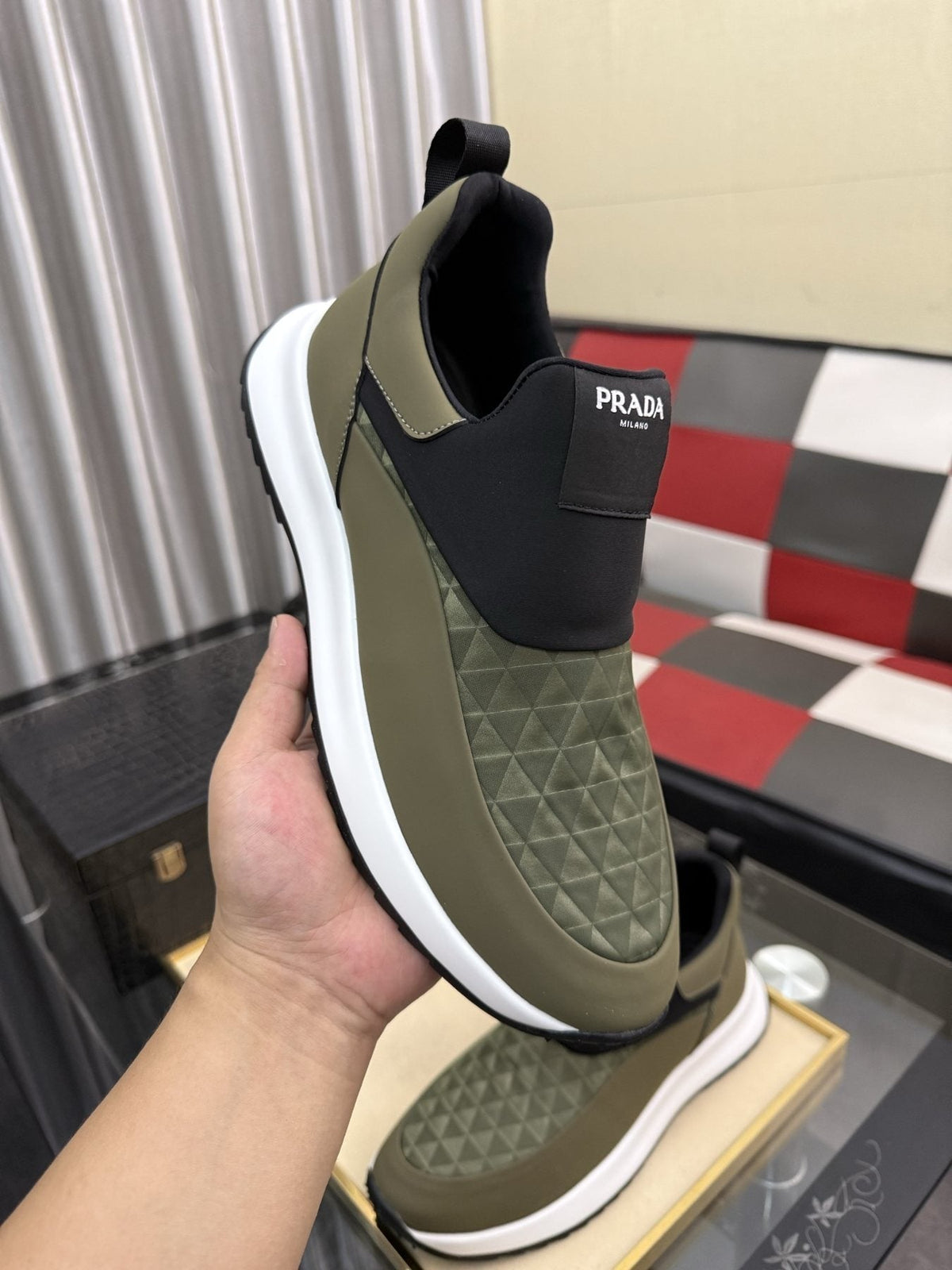 Prada Black Quilted Slip-On Sneakers