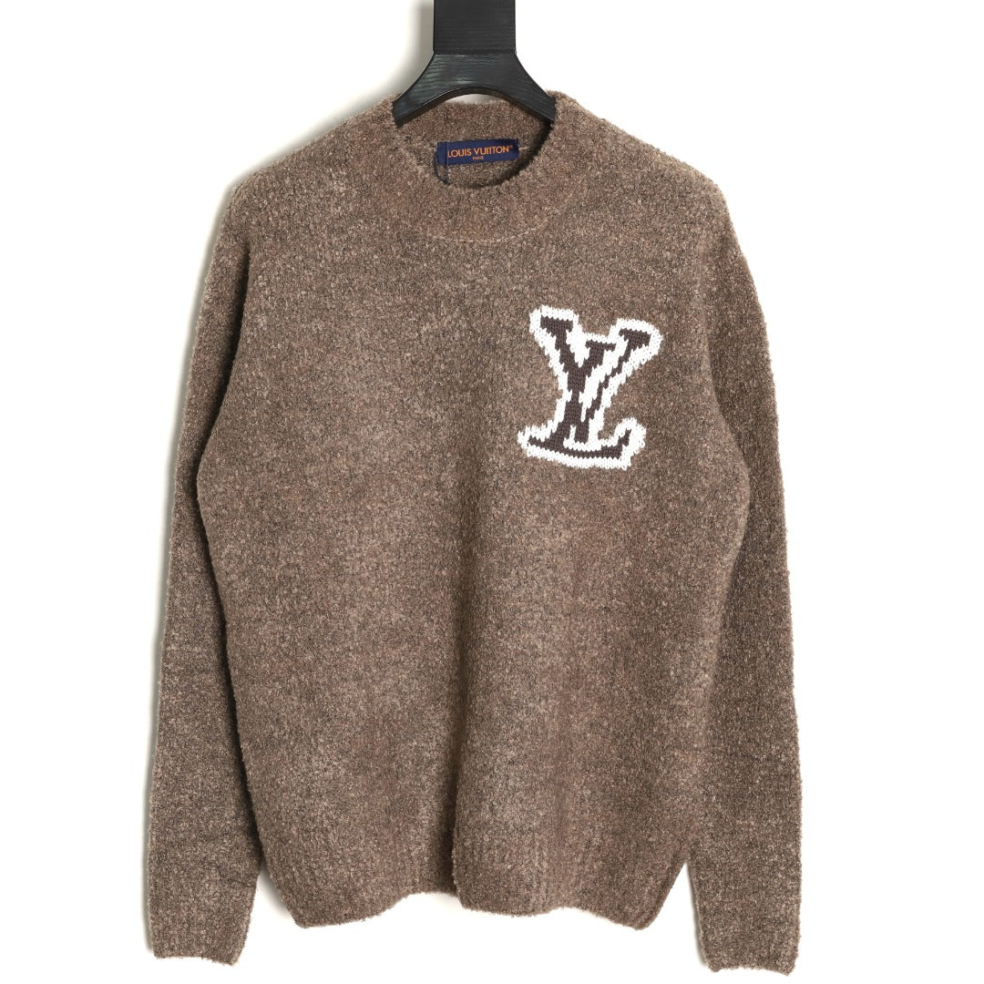 Louis Vuitton 22FW Large LV-Motif Knit Sweater - Brown